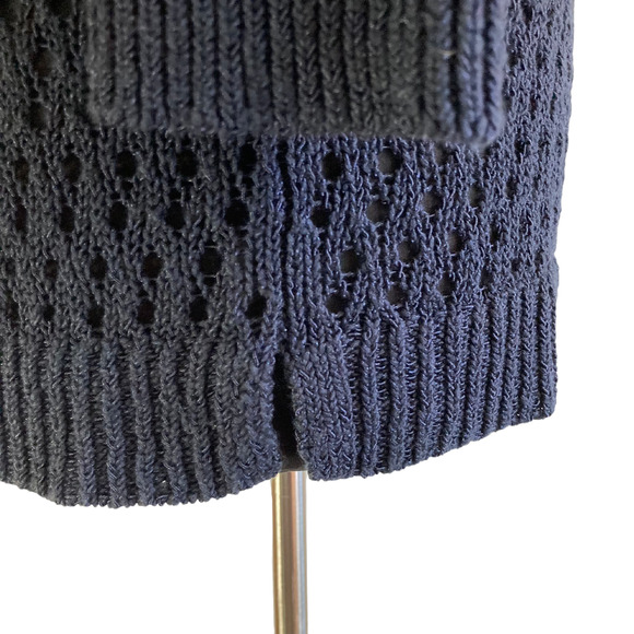 Ann Taylor Black Open Weave Crochet Pullover Sweater LARGE Fall Closet Staple - Picture 6 of 8